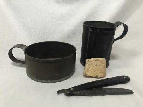 American Civil War Soup Mug and Shaving Mug with Razor and Original Shaving Soap